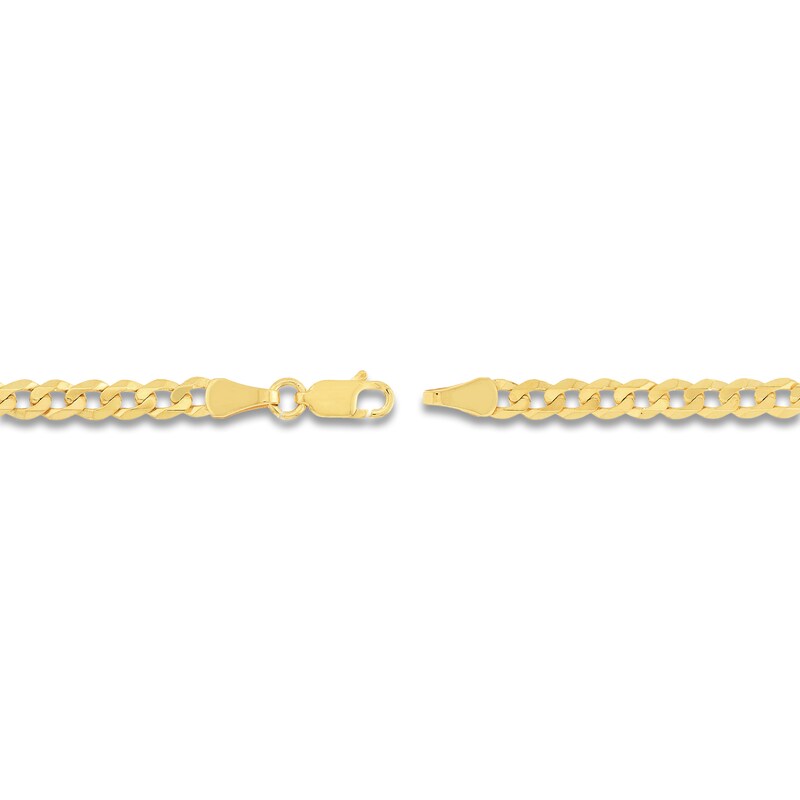 Light Solid Curb Link Necklace 14K Yellow Gold 22" 4.4mm