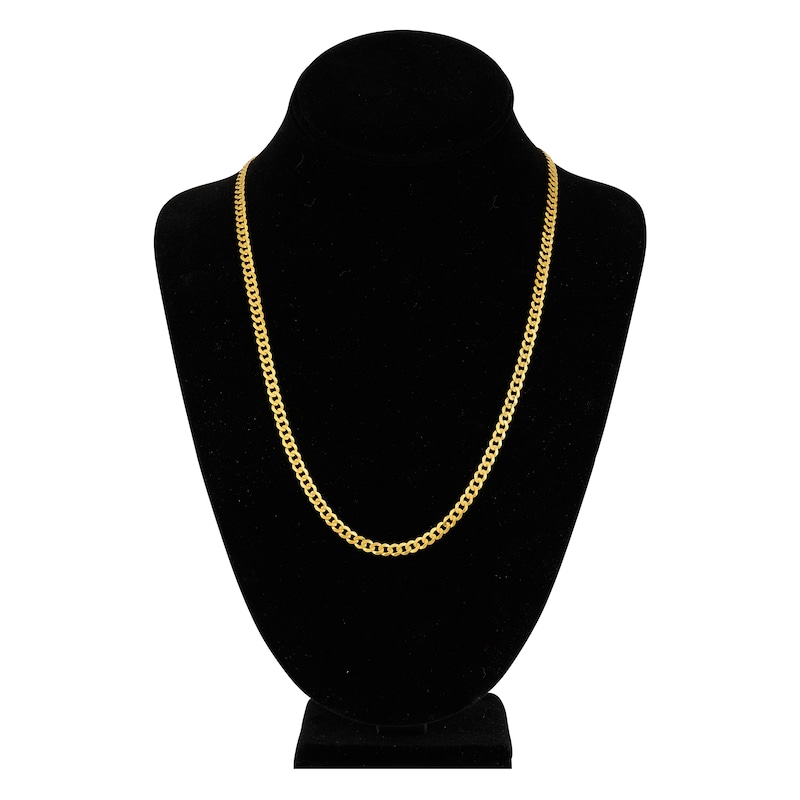 Main Image 4 of Light Solid Curb Link Necklace 14K Yellow Gold 22" 4.4mm
