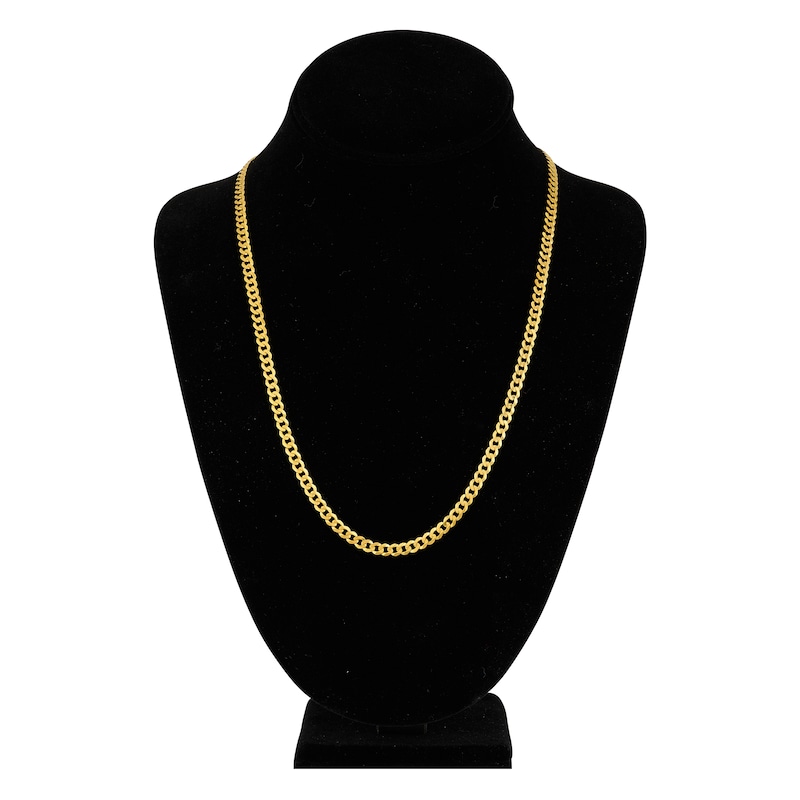 Light Solid Curb Link Necklace 14K Yellow Gold 22" 4.4mm