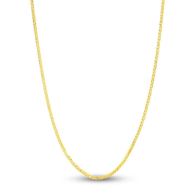 Main Image 1 of Square Solid Wheat Chain Necklace 14K Yellow Gold 16" 1mm