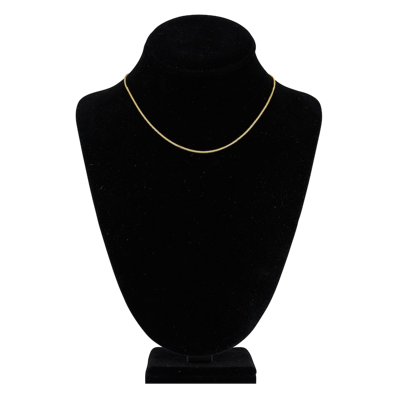 Main Image 4 of Square Solid Wheat Chain Necklace 14K Yellow Gold 16" 1mm