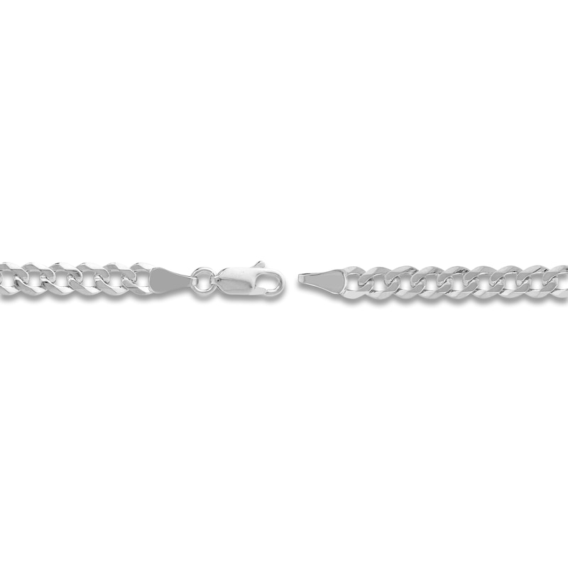 Light Solid Curb Link Necklace 14K White Gold 18" 4.95mm
