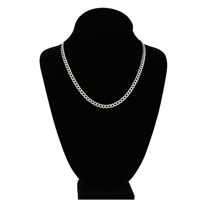 Main Image 4 of Light Solid Curb Link Necklace 14K White Gold 18" 4.95mm