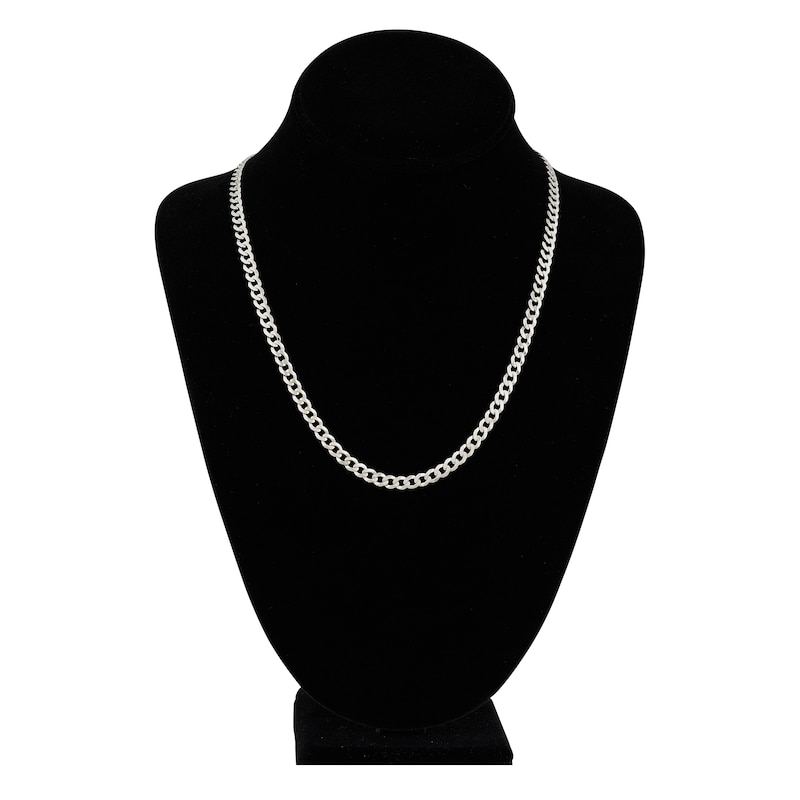 Light Solid Curb Link Necklace 14K White Gold 20" 4.95mm