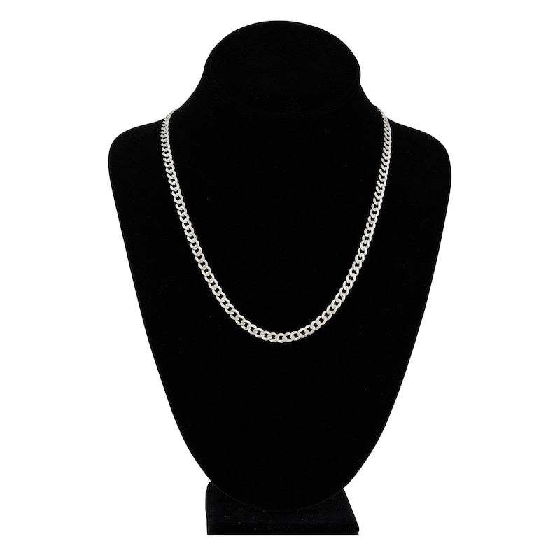 Main Image 4 of Light Solid Curb Link Necklace 14K White Gold 20&quot; 4.95mm