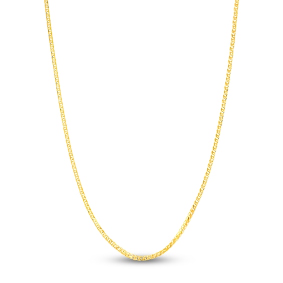Square Solid Wheat Chain Necklace 14K Yellow Gold 18" 1mm