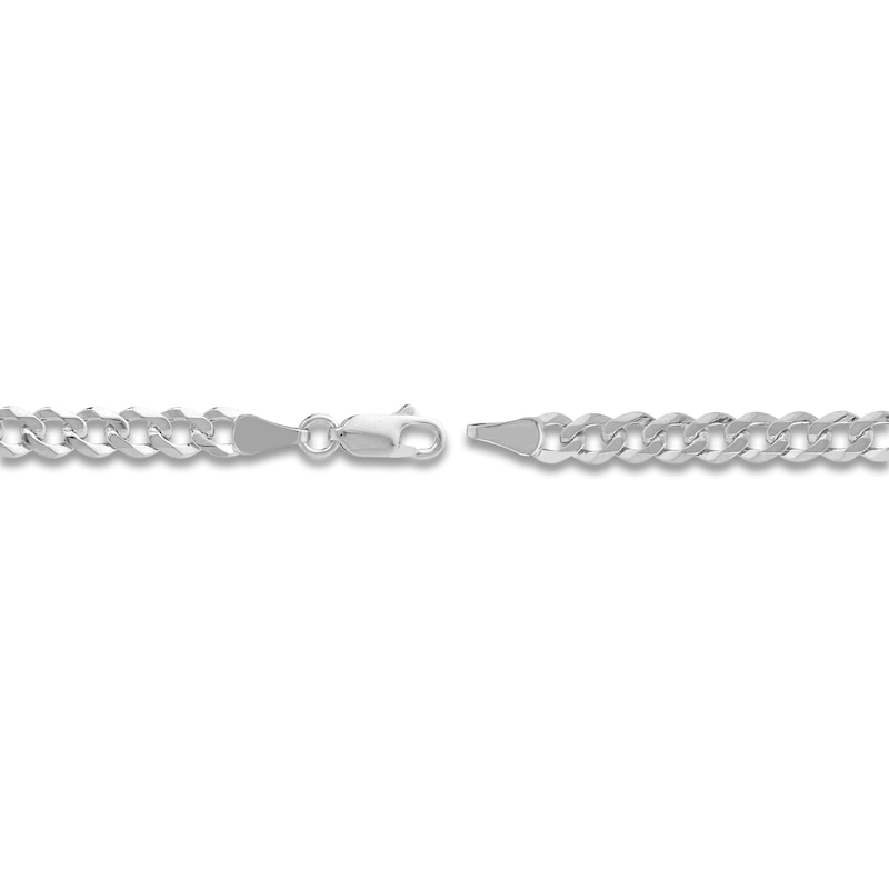 Light Solid Curb Link Necklace 14K White Gold 22" 4.95mm