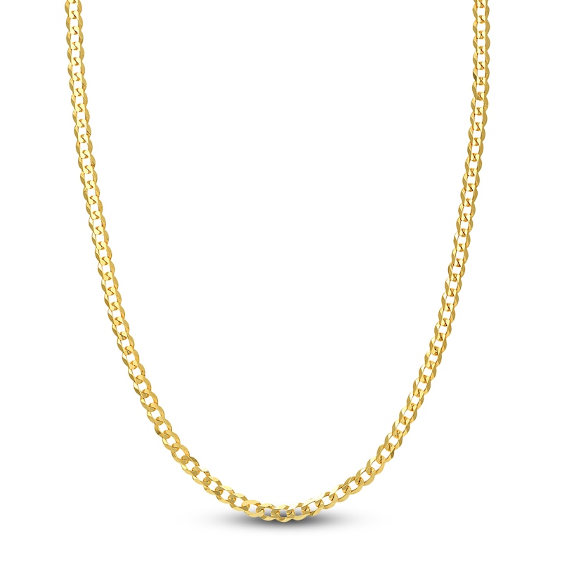 Main Image 1 of Light Solid Curb Link Necklace 14K Yellow Gold 20" 4.95mm