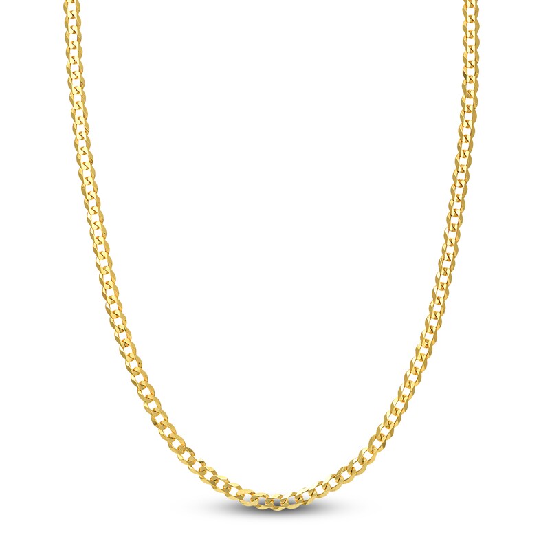 Main Image 1 of Light Solid Curb Link Necklace 14K Yellow Gold 22" 4.95mm