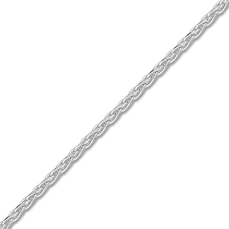 Main Image 2 of Diamond-Cut Round Solid Wheat Chain Necklace 14K White Gold 18" 1.05mm