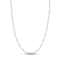Solid Figaro Chain Necklace 14K White Gold 22" 3.9mm