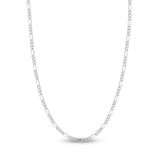 Solid Figaro Chain Necklace 14K White Gold 22" 3.9mm