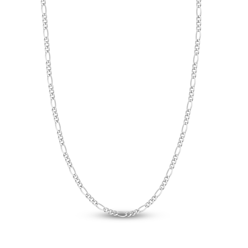 Solid Figaro Chain Necklace 14K White Gold 22" 3.9mm