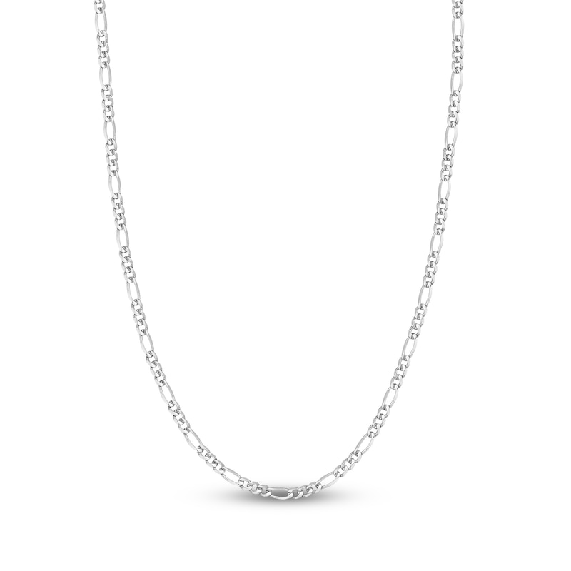 Main Image 1 of Solid Figaro Chain Necklace 14K White Gold 22" 3.9mm