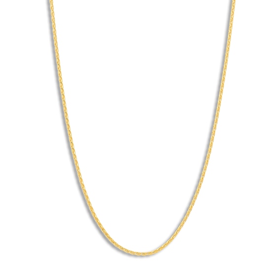 Diamond-Cut Round Solid Wheat Chain Necklace 14K Yellow Gold 16" 1.05mm