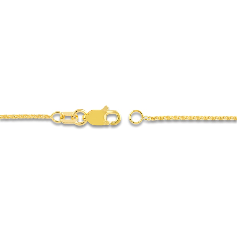 Main Image 3 of Diamond-Cut Round Solid Wheat Chain Necklace 14K Yellow Gold 16" 1.05mm
