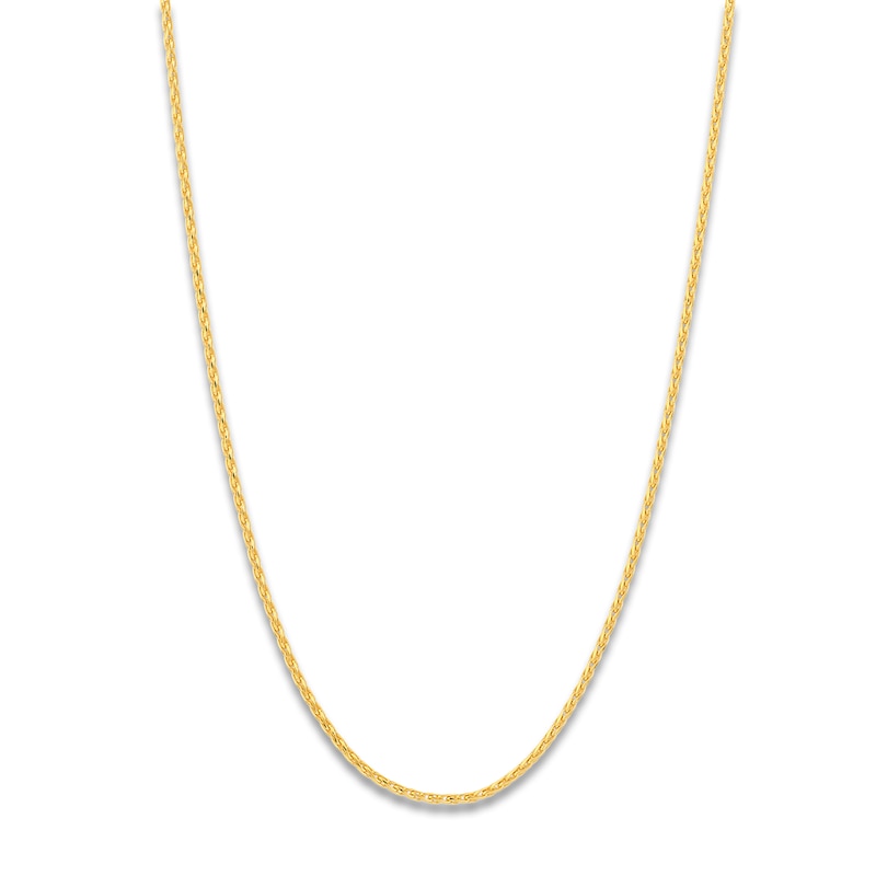 Main Image 1 of Diamond-Cut Round Solid Wheat Chain Necklace 14K Yellow Gold 18" 1.05mm
