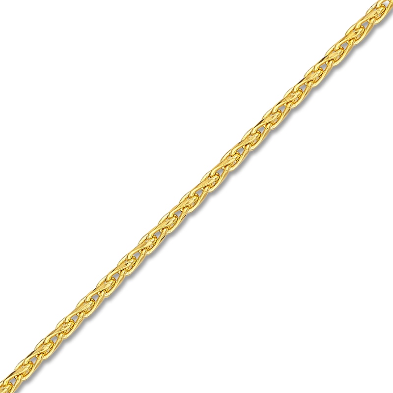 Main Image 2 of Diamond-Cut Round Solid Wheat Chain Necklace 14K Yellow Gold 18" 1.05mm