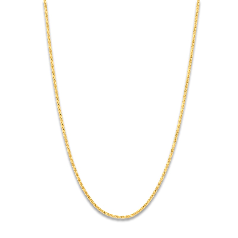 Main Image 1 of Diamond-Cut Round Solid Wheat Chain Necklace 14K Yellow Gold 20" 1.05mm
