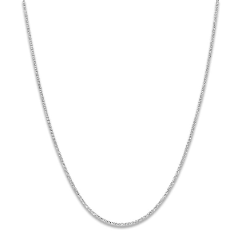 Main Image 1 of Round Solid Wheat Chain Necklace 14K White Gold 24" 1.05mm