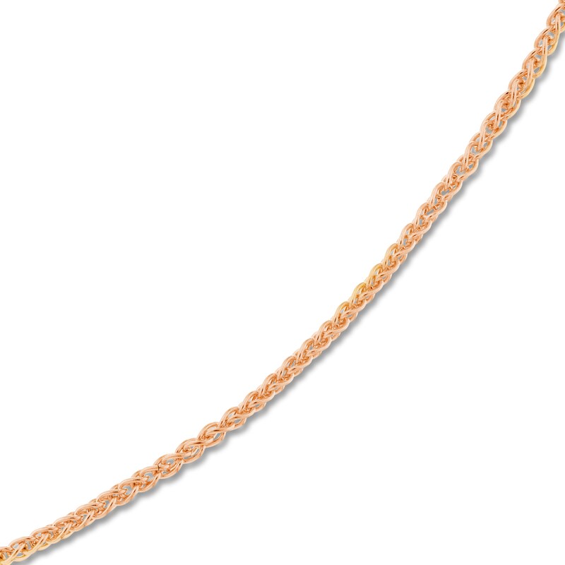 Main Image 2 of Round Solid Wheat Chain Necklace 14K Rose Gold 18" 1.05mm