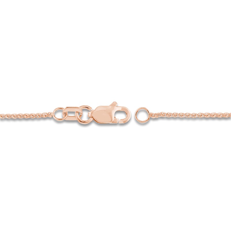 Main Image 3 of Round Solid Wheat Chain Necklace 14K Rose Gold 18" 1.05mm