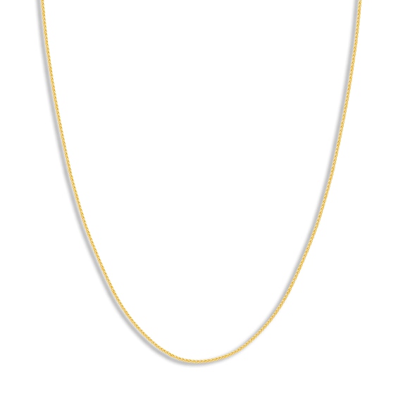 Round Solid Wheat Chain Necklace 14K Yellow Gold 16" 1.05mm