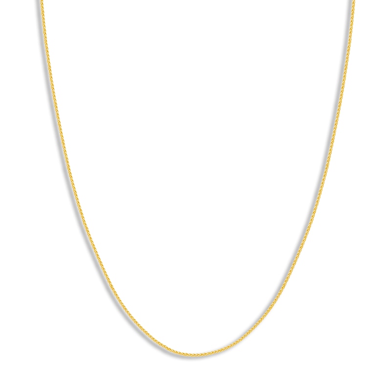Main Image 1 of Round Solid Wheat Chain Necklace 14K Yellow Gold 16" 1.05mm