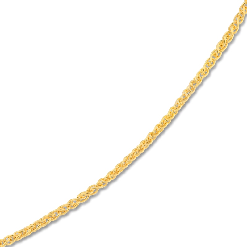 Main Image 2 of Round Solid Wheat Chain Necklace 14K Yellow Gold 24" 1.05mm