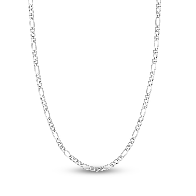 Solid Figaro Chain Necklace 14K White Gold 18" 4.75mm