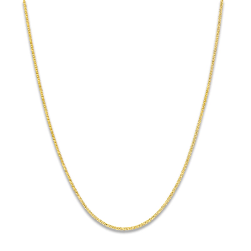 Main Image 1 of Round Solid Wheat Chain Necklace 14K Yellow Gold 30" 1.05mm