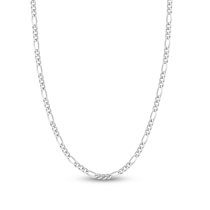 Solid Figaro Chain Necklace 14K White Gold 20" 4.75mm