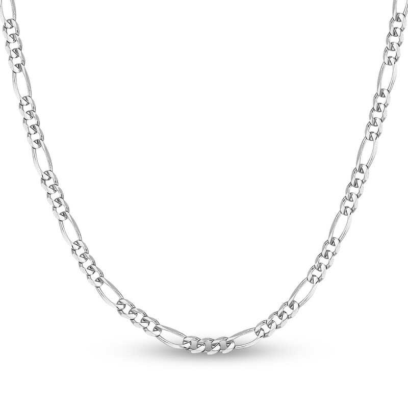 Main Image 1 of Solid Figaro Chain Necklace 14K White Gold 22" 4.75mm