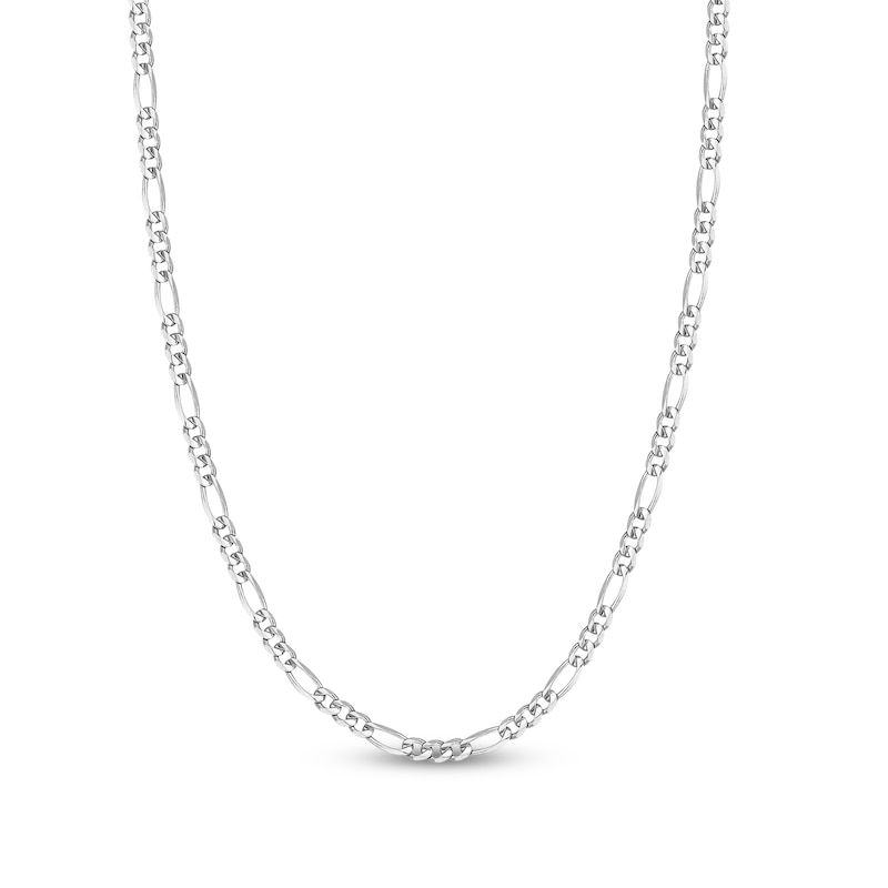 Solid Figaro Chain Necklace 14K White Gold 24" 4.75mm