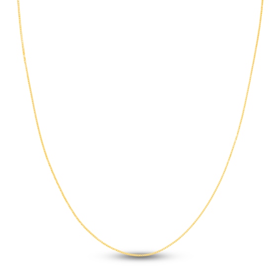 Square Solid Wheat Chain Necklace 14K Yellow Gold 18" 0.85mm