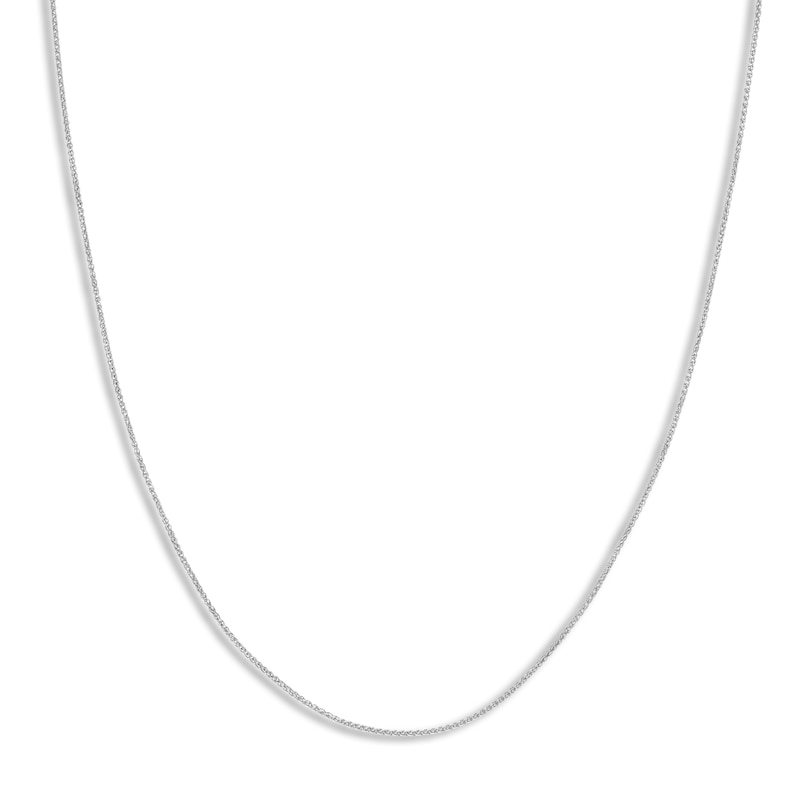 Main Image 1 of Round Solid Wheat Chain Necklace 14K White Gold 18" 1.05mm