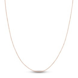 Round Solid Wheat Chain Necklace 14K Rose Gold 18" 1.05mm