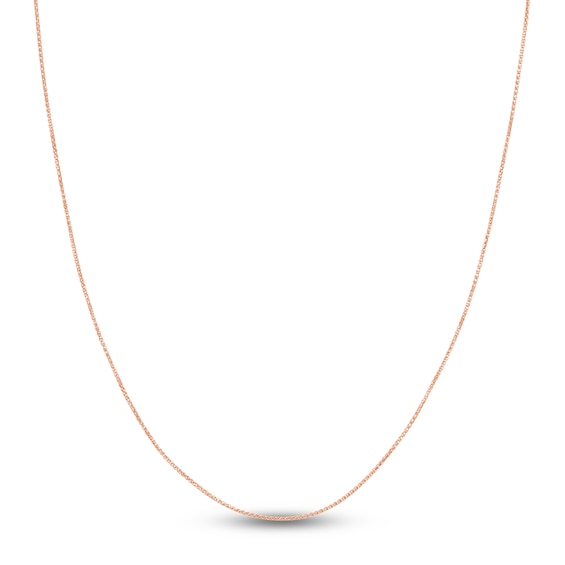 Round Solid Wheat Chain Necklace 14K Rose Gold 18" 1.05mm