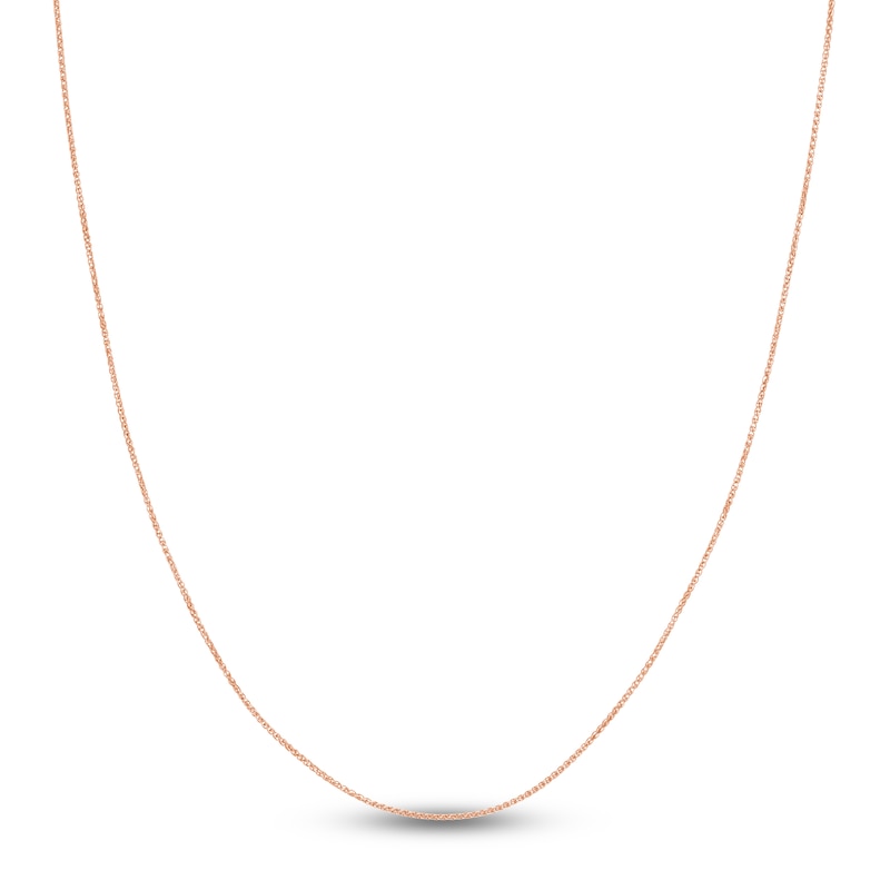 Main Image 1 of Round Solid Wheat Chain Necklace 14K Rose Gold 18" 1.05mm
