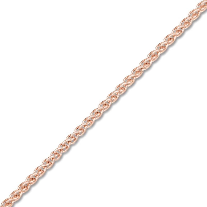 Main Image 2 of Round Solid Wheat Chain Necklace 14K Rose Gold 18" 1.05mm