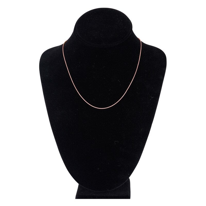 Main Image 4 of Round Solid Wheat Chain Necklace 14K Rose Gold 18" 1.05mm