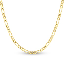 Solid Figaro Chain Necklace 14K Yellow Gold 24" 4.75mm