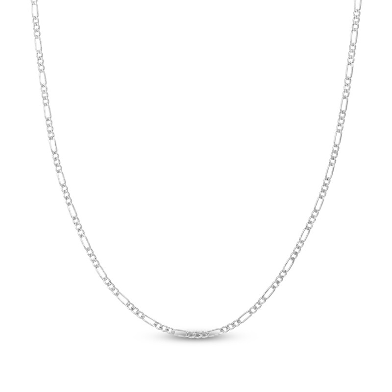 Main Image 1 of Solid Figaro Chain Necklace 14K White Gold 18" 2.36mm