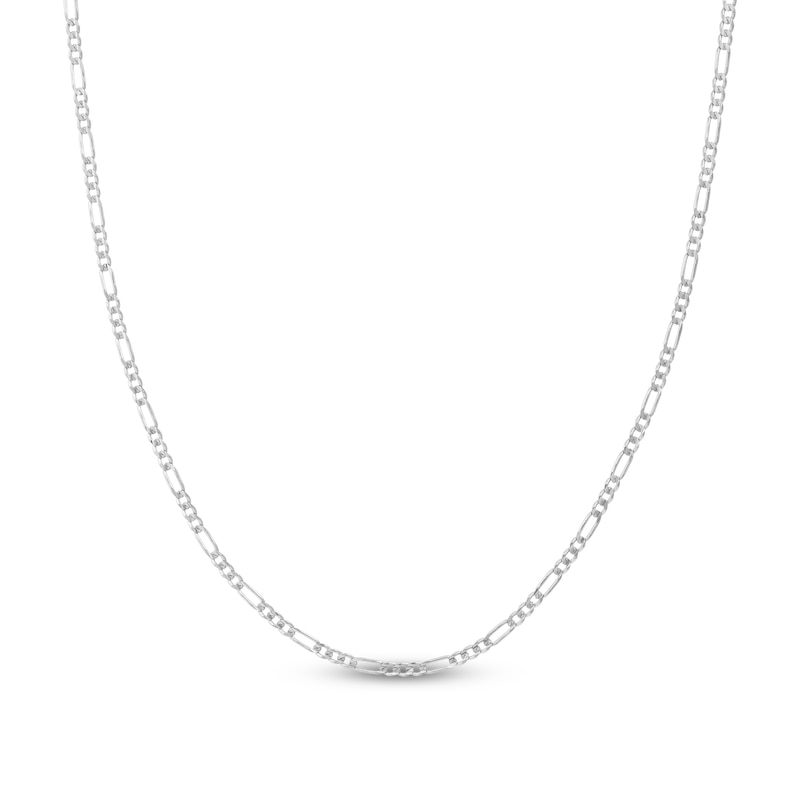Main Image 1 of Solid Figaro Chain Necklace 14K White Gold 20" 2.36mm
