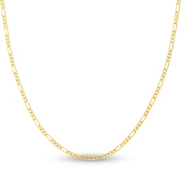 Solid Figaro Chain Necklace 14K Yellow Gold 24" 2.36mm