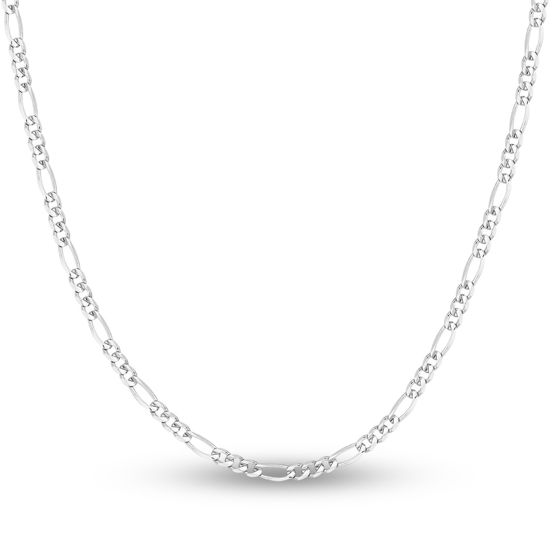 Main Image 1 of Solid Figaro Chain Necklace 14K White Gold 18" 3.2mm