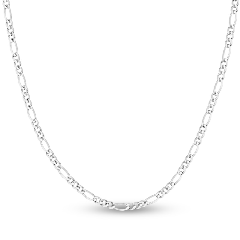 Main Image 1 of Solid Figaro Chain Necklace 14K White Gold 20" 3.2mm
