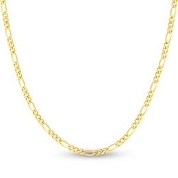 Solid Figaro Chain Necklace 14K Yellow Gold 24" 3.2mm