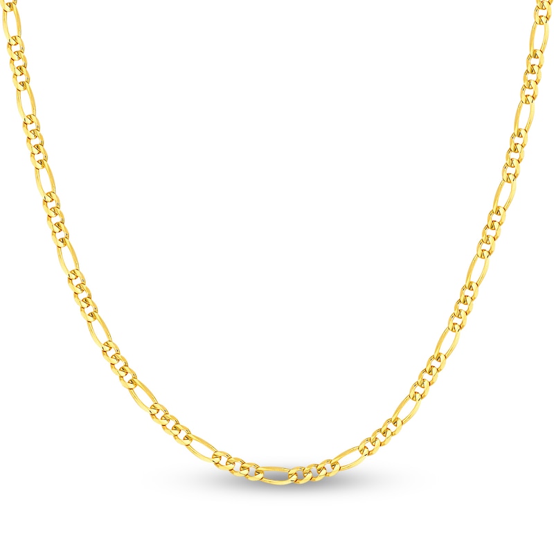 Main Image 1 of Solid Figaro Chain Necklace 14K Yellow Gold 24" 3.2mm