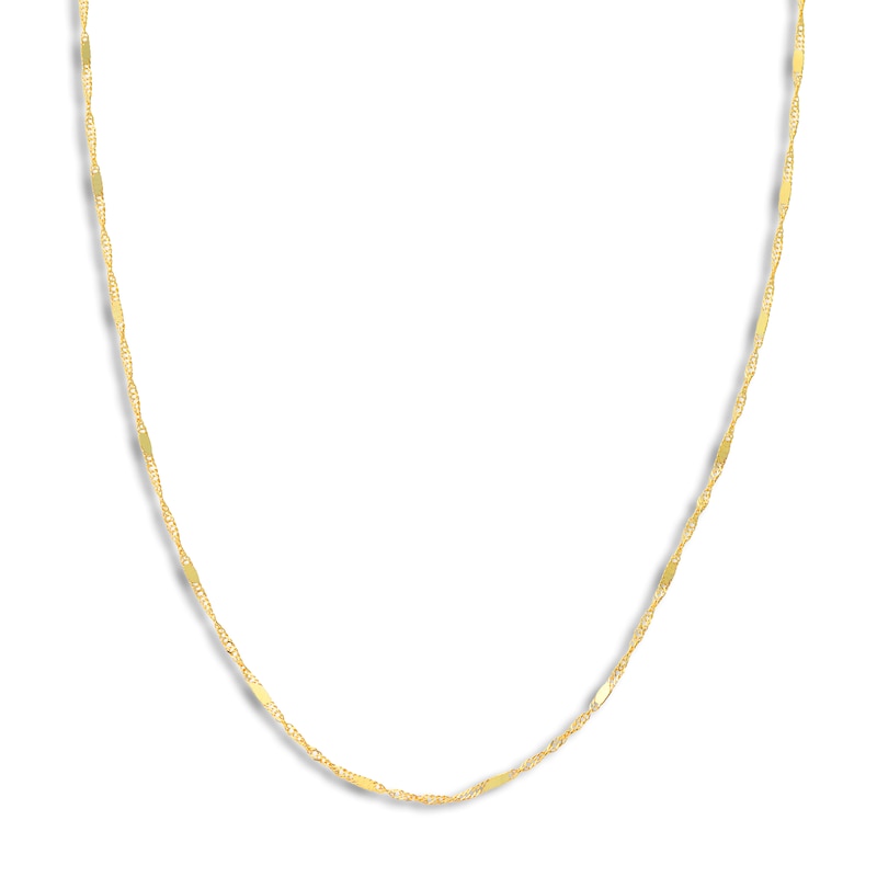 Solid Singapore Chain Necklace 14K Yellow Gold 18" 1.75mm